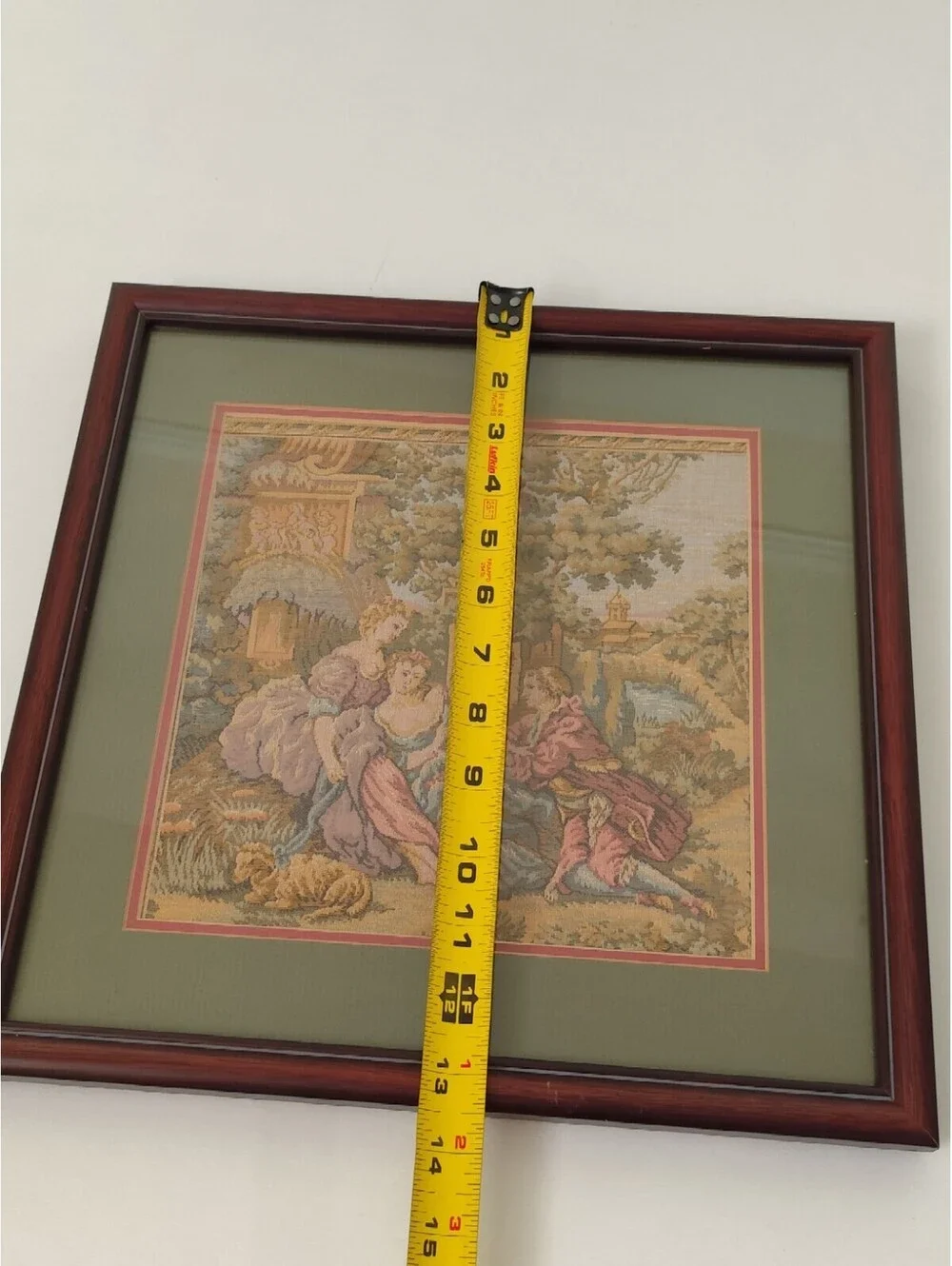 Vintage France Gobelin  Tapestry Versailles Victorian Garden Scene 13